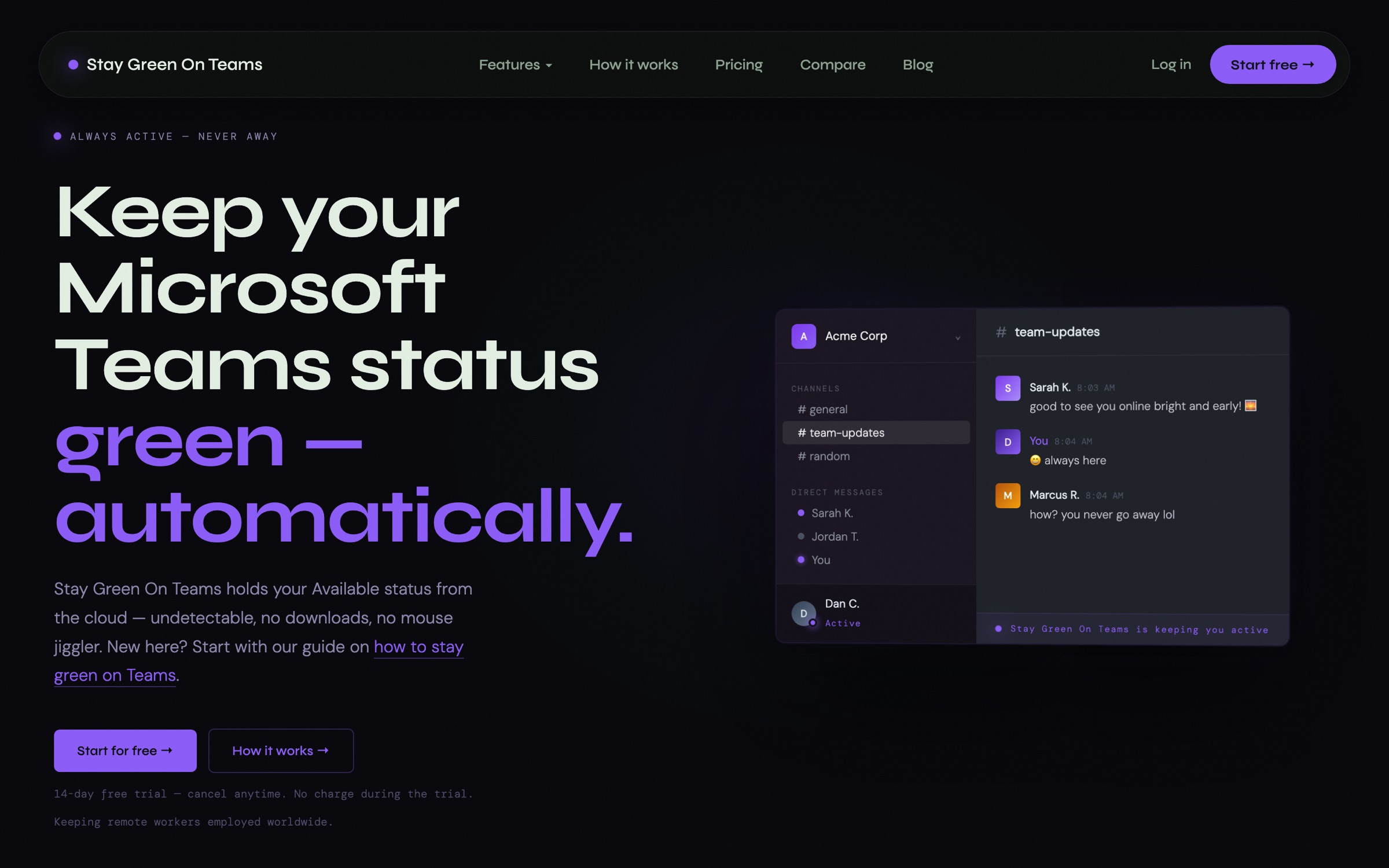 Stay Green On Teams — keep your Microsoft Teams status active